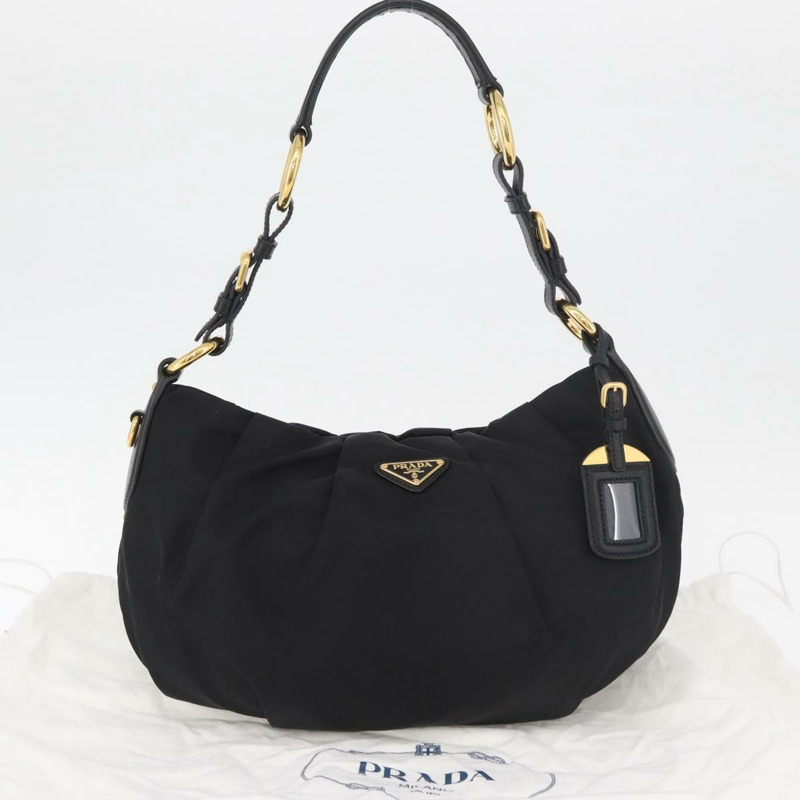【日本直送】PRADA 黑色金色尼龍單肩包,正品 yk20420SAM-11