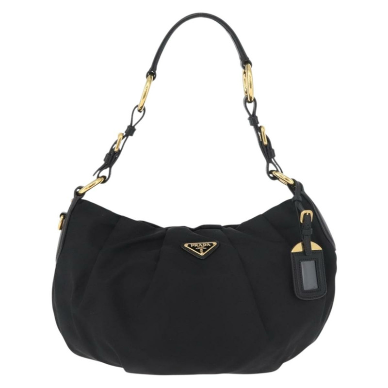 【日本直送】PRADA 黑色金色尼龍單肩包,正品 yk20420SAM-12