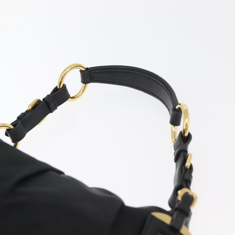 【日本直送】PRADA 黑色金色尼龍單肩包,正品 yk20420SAM-13