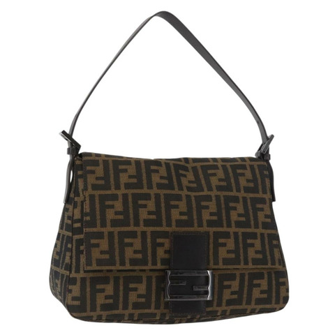 FENDI Zucca帆布Mamma Baguette單肩包 黑色棕色 正品 yk20443SAM