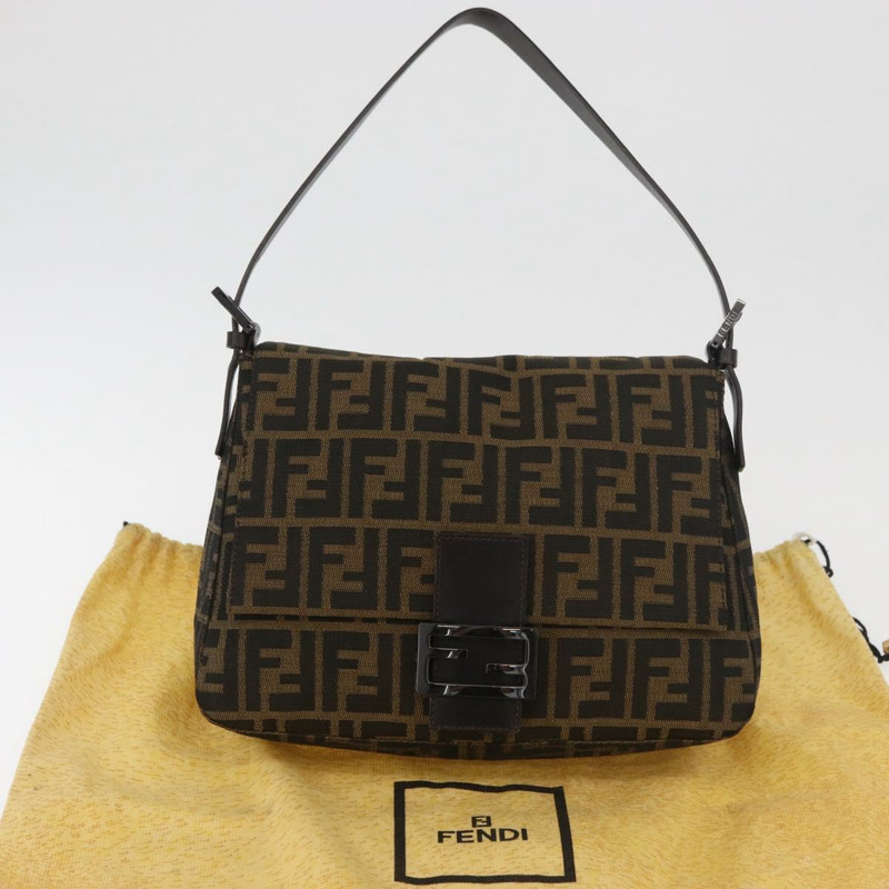 【日本直送】FENDI Zucca帆布Mamma Baguette單肩包 黑色棕色 正品 yk20443SAM-11