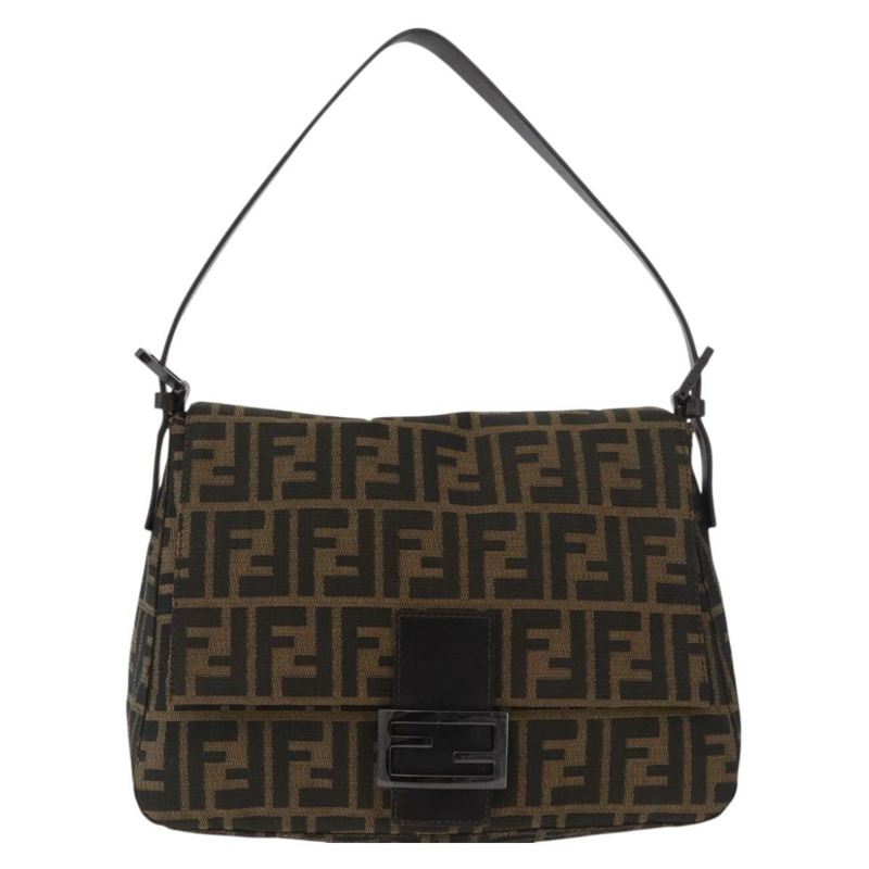 【日本直送】FENDI Zucca帆布Mamma Baguette單肩包 黑色棕色 正品 yk20443SAM-12