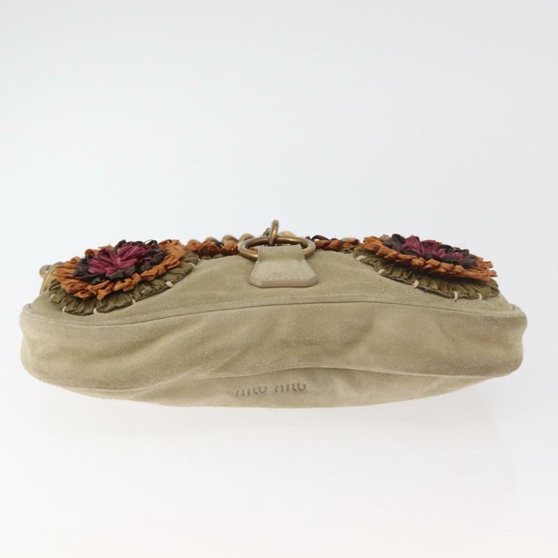 【日本直送】Miu Miu 鏈條單肩包 麂皮 米色 金色 正品 181905M-4