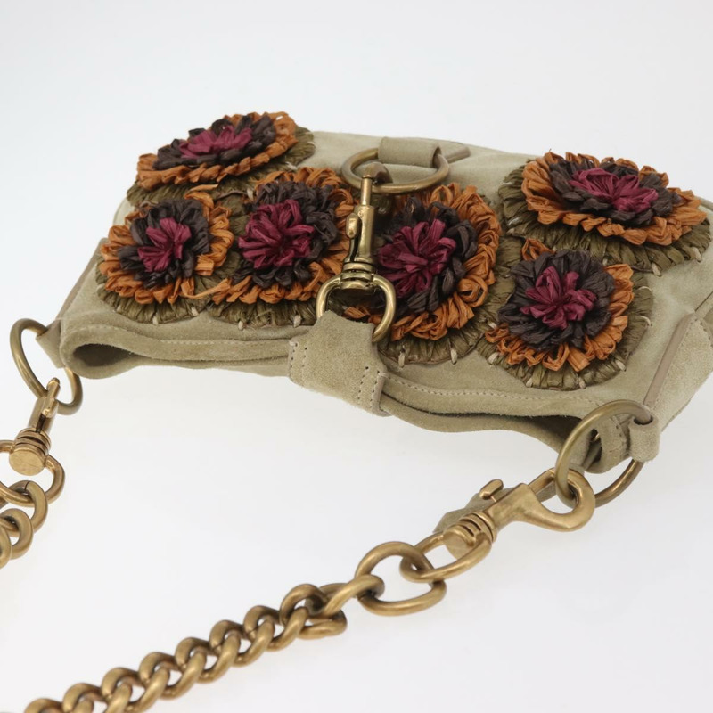 【日本直送】Miu Miu 鏈條單肩包 麂皮 米色 金色 正品 181905M-5
