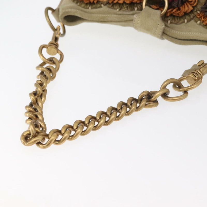 【日本直送】Miu Miu 鏈條單肩包 麂皮 米色 金色 正品 181905M-6