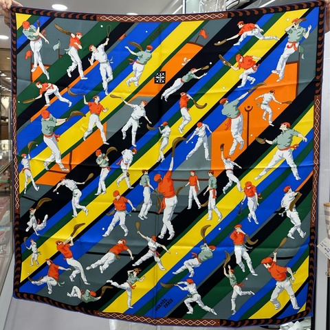 Hermes 愛馬仕 網球主題運動場絲巾 90*90cm