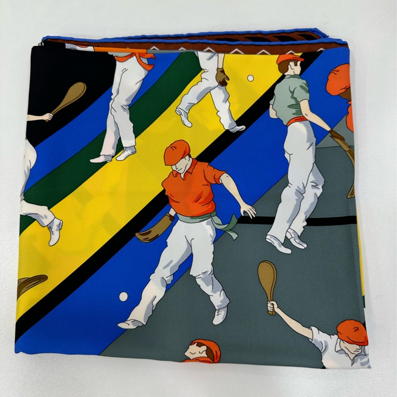 Hermes 愛馬仕 網球主題運動場絲巾 90*90cm-1