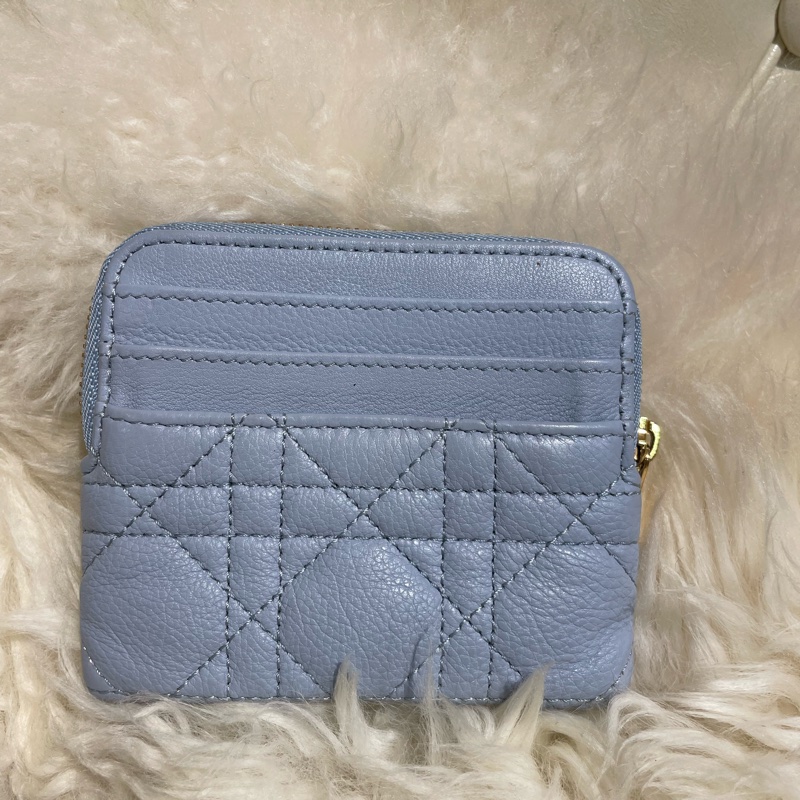 Dior 粉藍色牛皮咭包-1