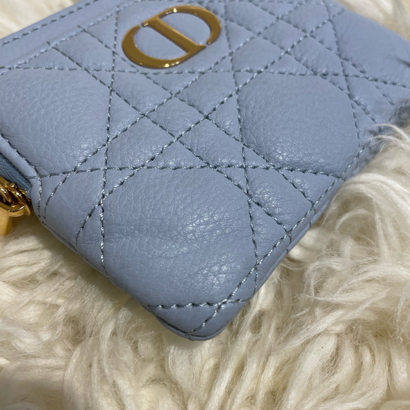 Dior 粉藍色牛皮咭包-2