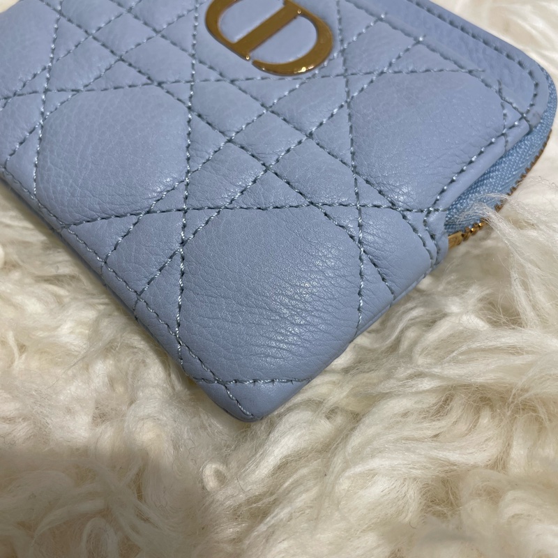 Dior 粉藍色牛皮咭包-3