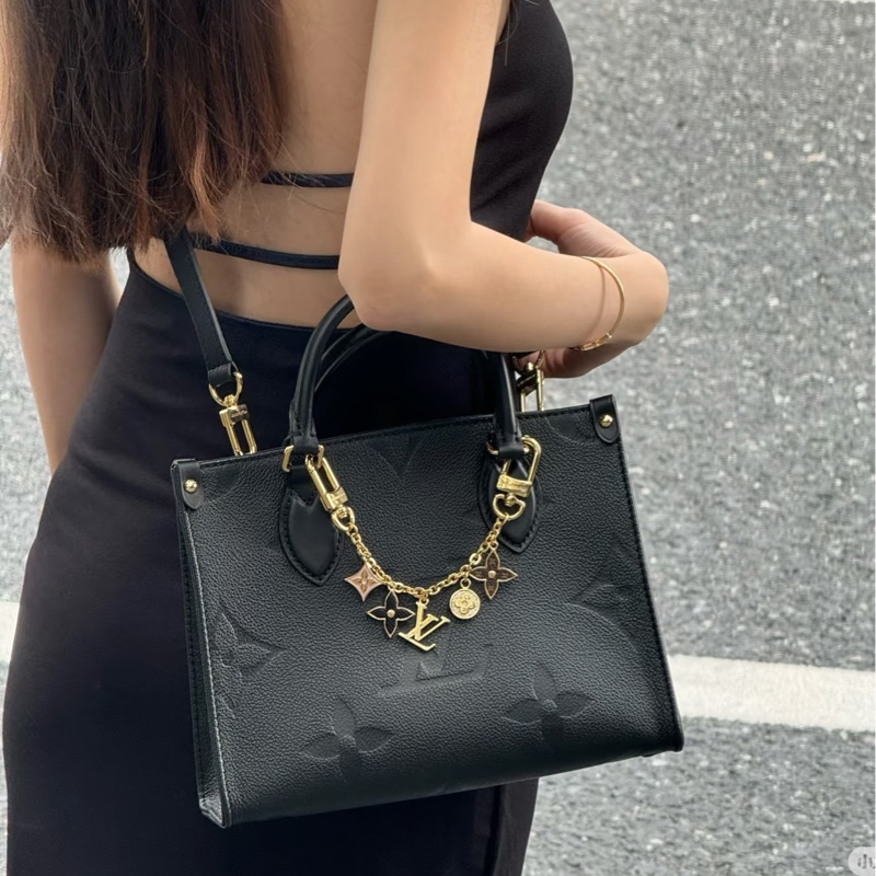 Louis Vuitton路易威登Onthego小號黑色全皮壓紋Tote芯片款♻️-8