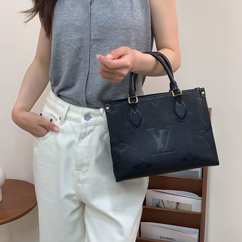 Louis Vuitton路易威登Onthego小號黑色全皮壓紋Tote芯片款♻️-10