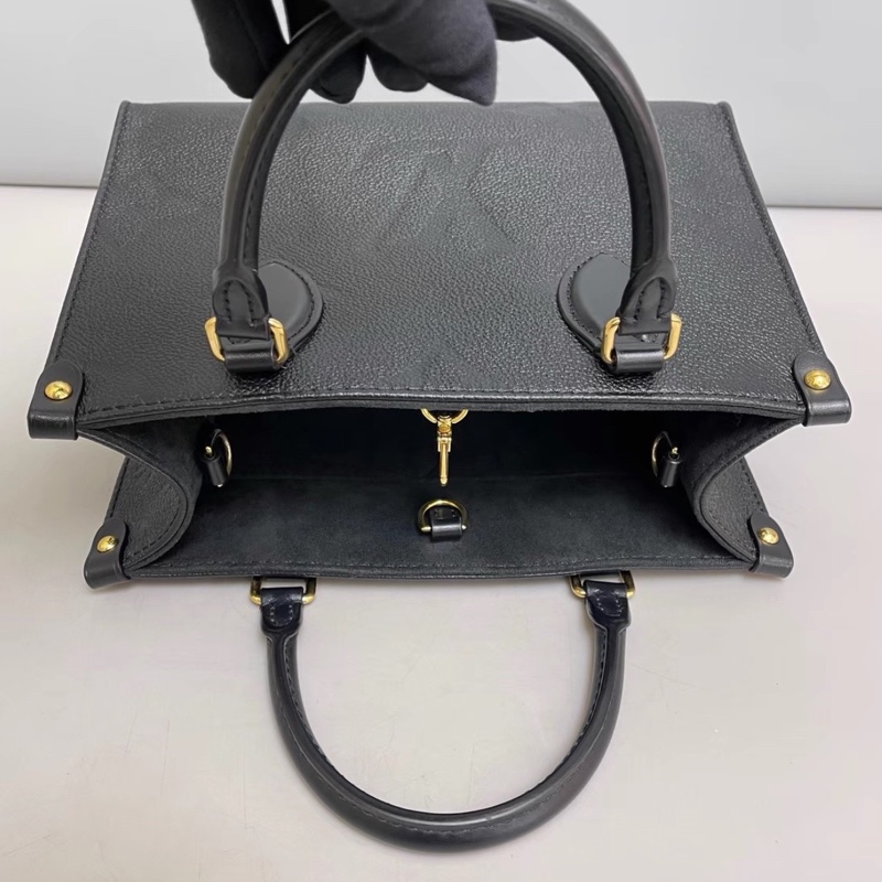 Louis Vuitton路易威登Onthego小號黑色全皮壓紋Tote芯片款♻️-17