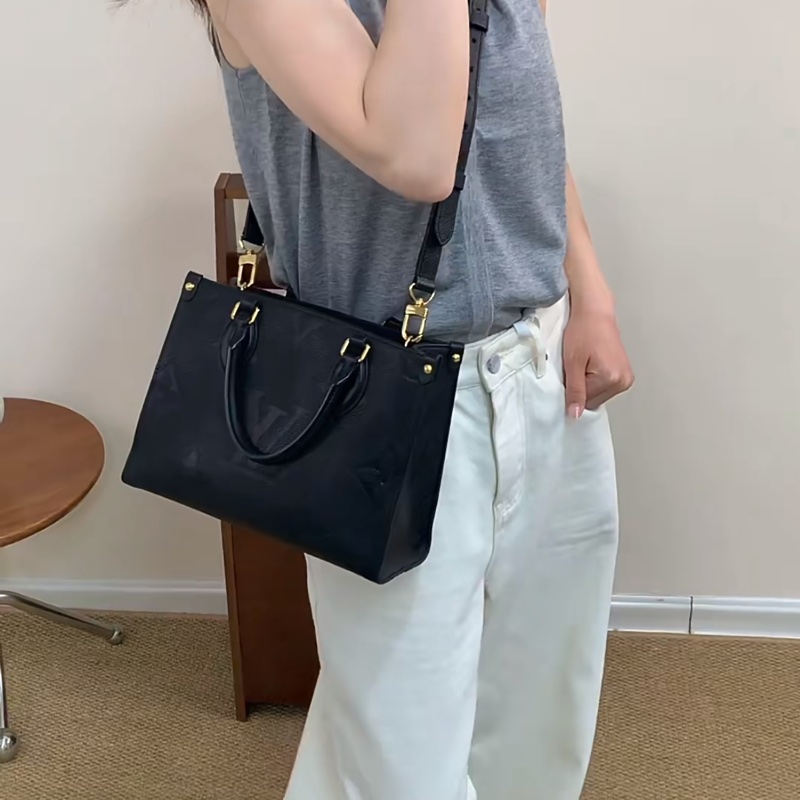 Louis Vuitton路易威登Onthego小號黑色全皮壓紋Tote芯片款♻️-25