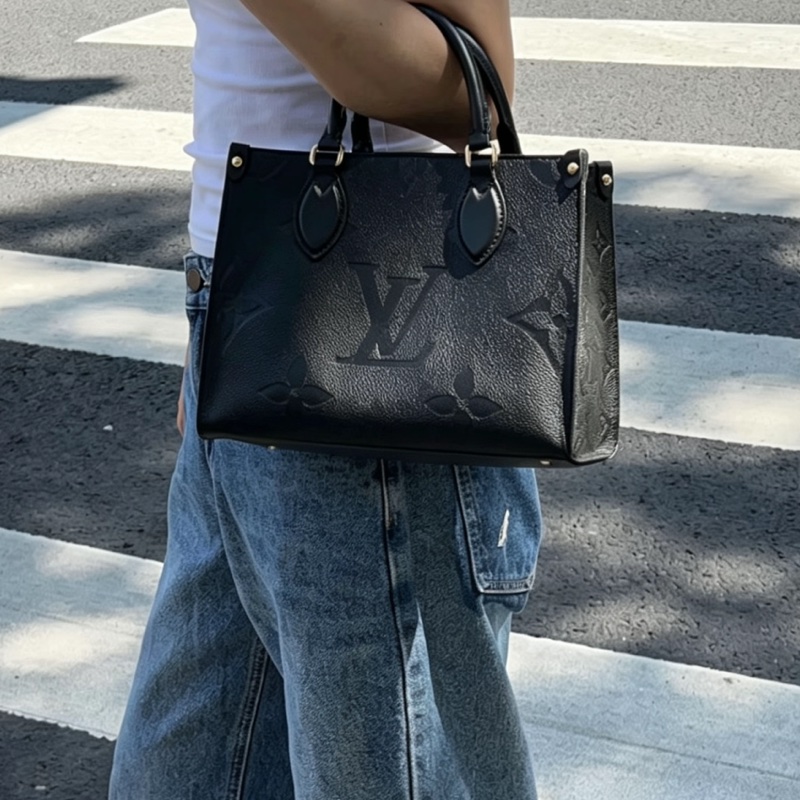 Louis Vuitton路易威登Onthego小號黑色全皮壓紋Tote芯片款♻️-27