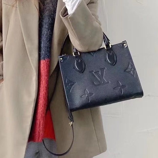 Louis Vuitton路易威登Onthego小號黑色全皮壓紋Tote芯片款♻️-33