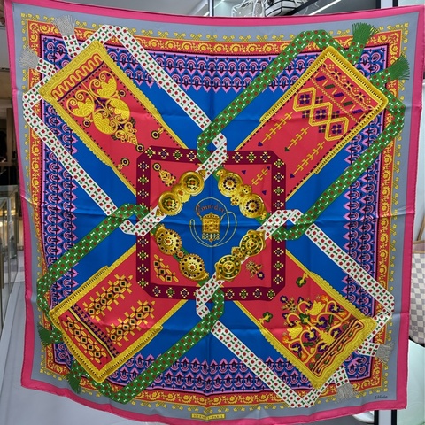Hermes 絲路系列：黃金與白銀主題 90×90cm