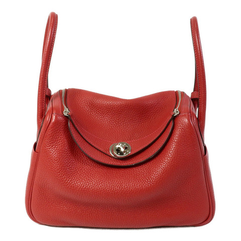HERMES Clemence皮革Lindy 26手挽肩背兩用袋Rouge Garance