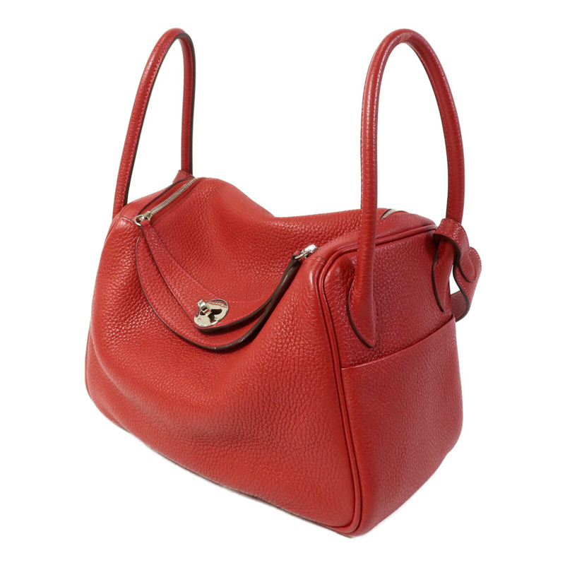 HERMES Clemence皮革Lindy 26手挽肩背兩用袋Rouge Garance-1