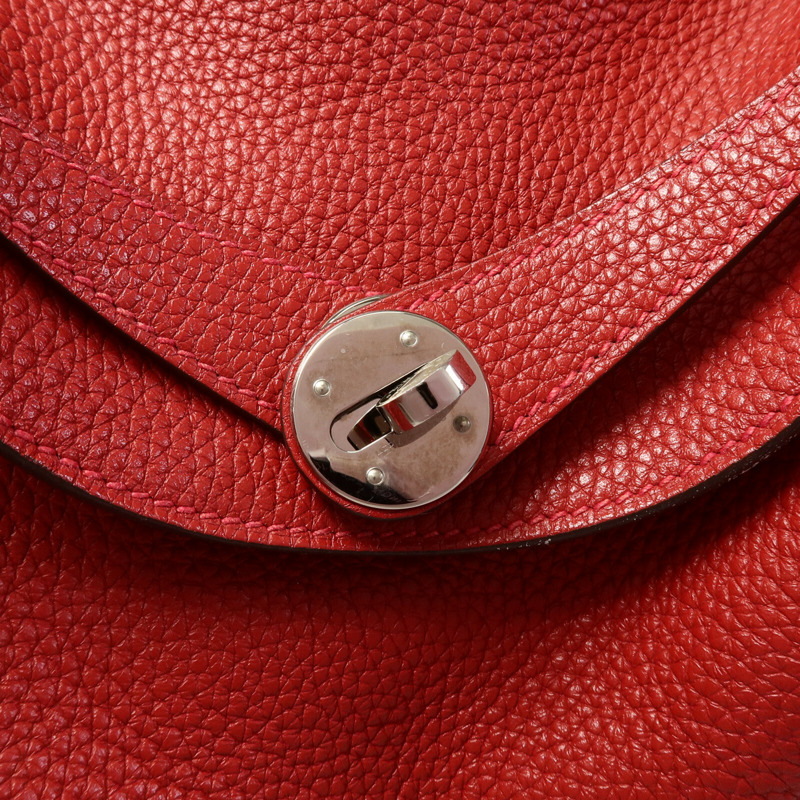 HERMES Clemence皮革Lindy 26手挽肩背兩用袋Rouge Garance-7