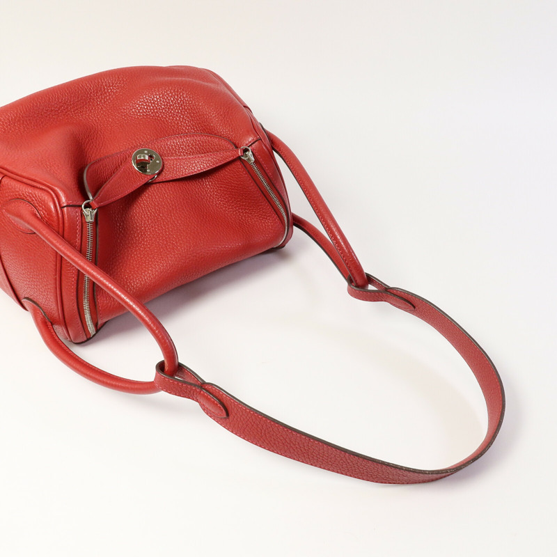 HERMES Clemence皮革Lindy 26手挽肩背兩用袋Rouge Garance-8