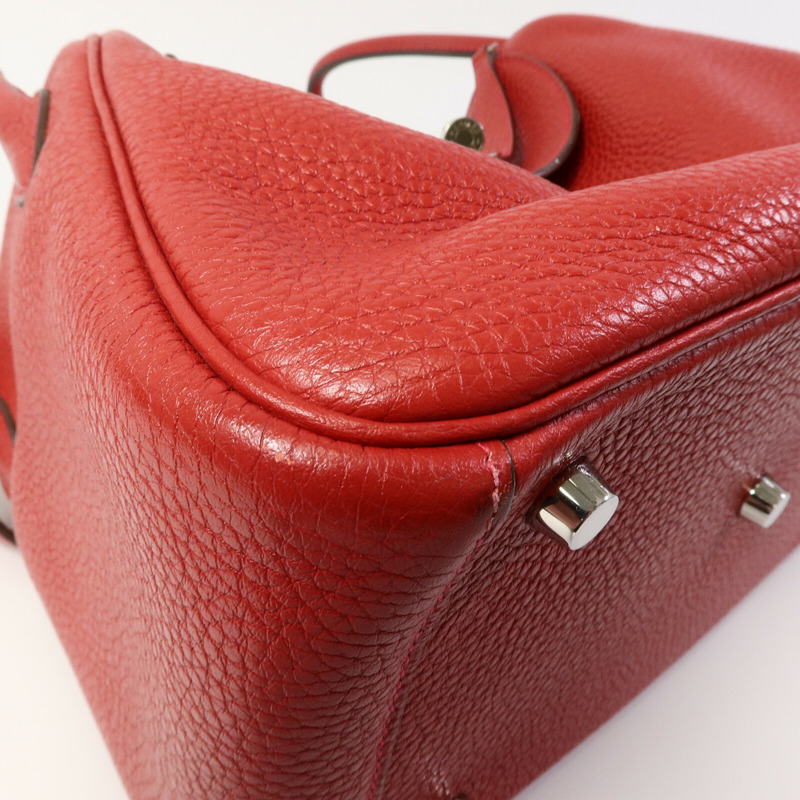 HERMES Clemence皮革Lindy 26手挽肩背兩用袋Rouge Garance-10