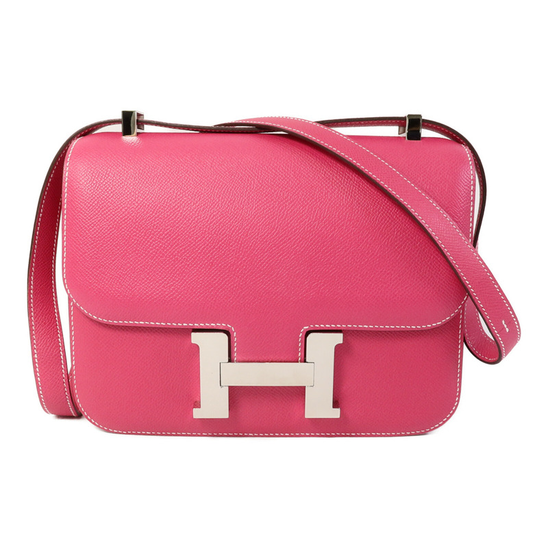 HERMES Epsom皮革Constance 24肩背袋Rose Tyrien-0