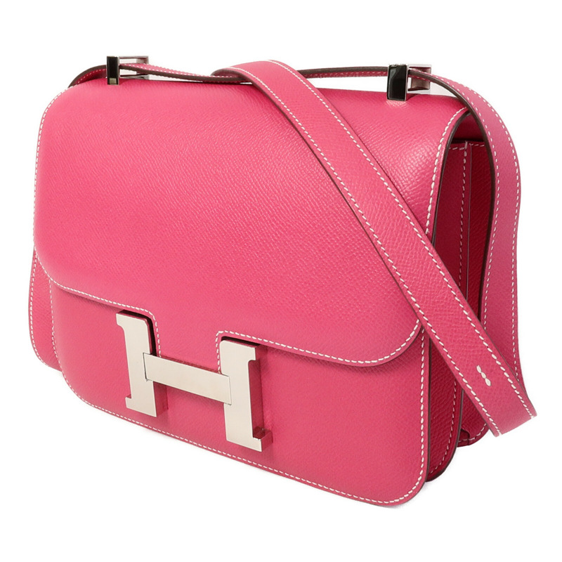 HERMES Epsom皮革Constance 24肩背袋Rose Tyrien-1