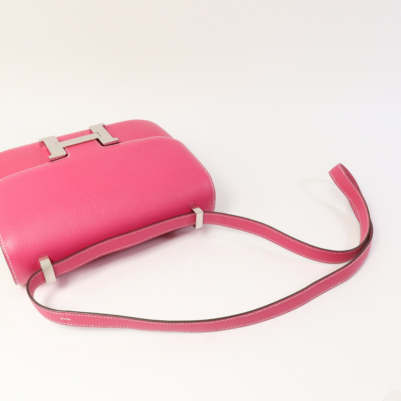 HERMES Epsom皮革Constance 24肩背袋Rose Tyrien-9