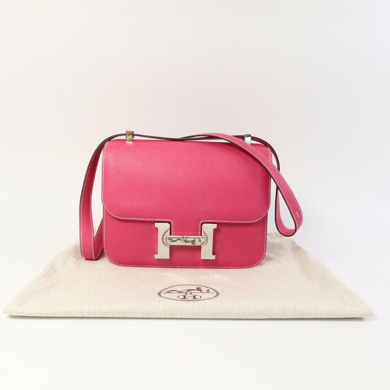 HERMES Epsom皮革Constance 24肩背袋Rose Tyrien-10