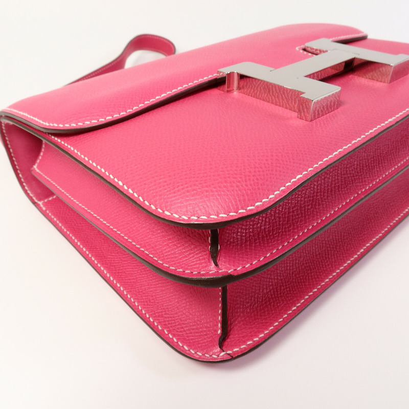 HERMES Epsom皮革Constance 24肩背袋Rose Tyrien-11