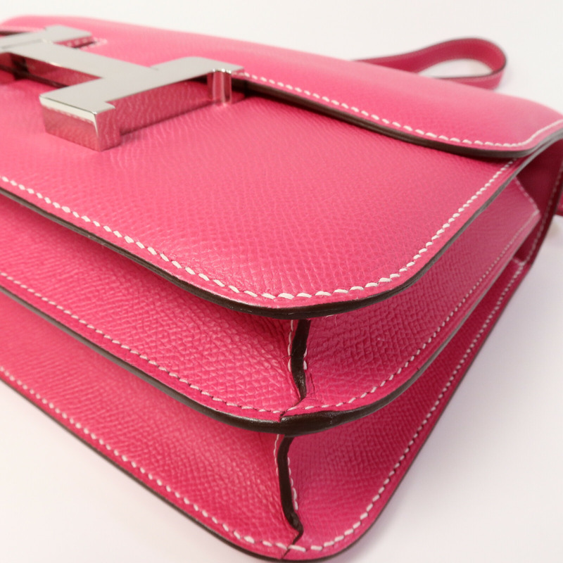 HERMES Epsom皮革Constance 24肩背袋Rose Tyrien-12