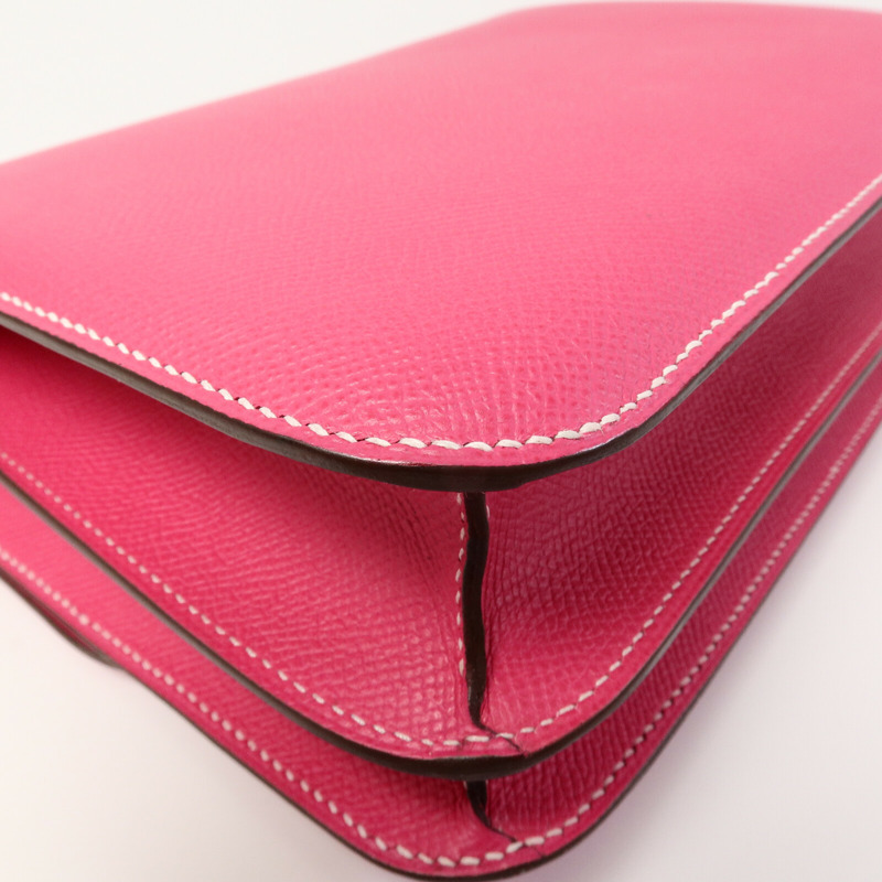 HERMES Epsom皮革Constance 24肩背袋Rose Tyrien-13