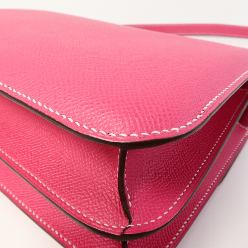 HERMES Epsom皮革Constance 24肩背袋Rose Tyrien-14