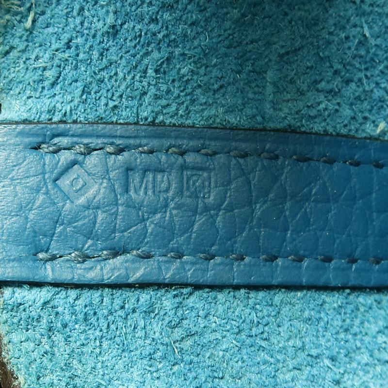 HERMES Clemence皮革Picotin PM手挽袋Blue Colvert-6