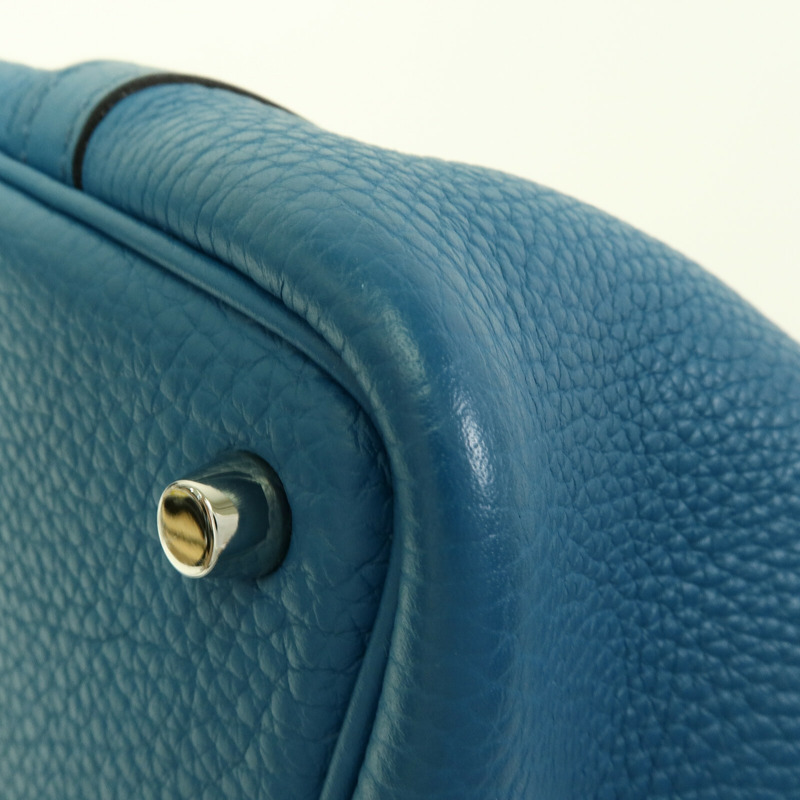 HERMES Clemence皮革Picotin PM手挽袋Blue Colvert-13