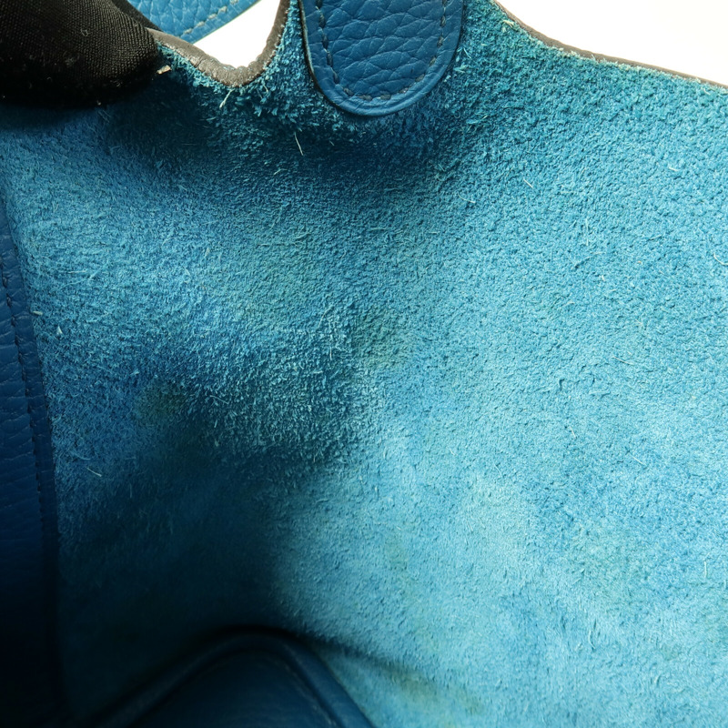 HERMES Clemence皮革Picotin PM手挽袋Blue Colvert-14