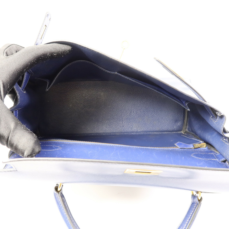 HERMES Box皮革Kelly 32手挽肩背兩用袋Blue-4