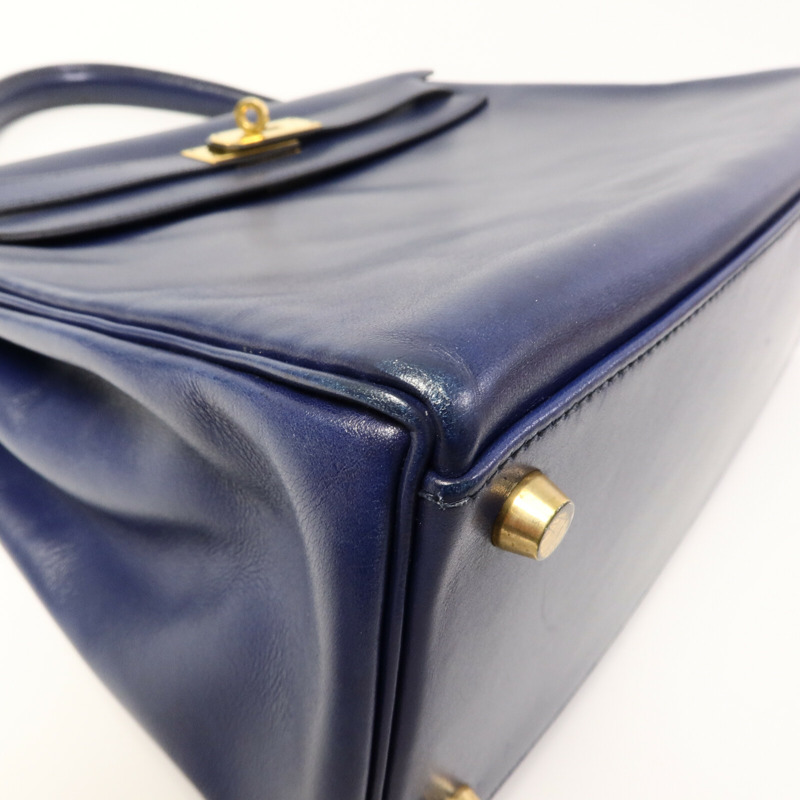 HERMES Box皮革Kelly 32手挽肩背兩用袋Blue-11
