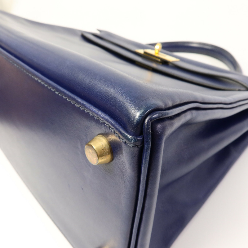 HERMES Box皮革Kelly 32手挽肩背兩用袋Blue-12