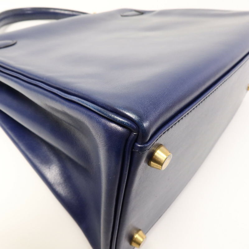 HERMES Box皮革Kelly 32手挽肩背兩用袋Blue-13