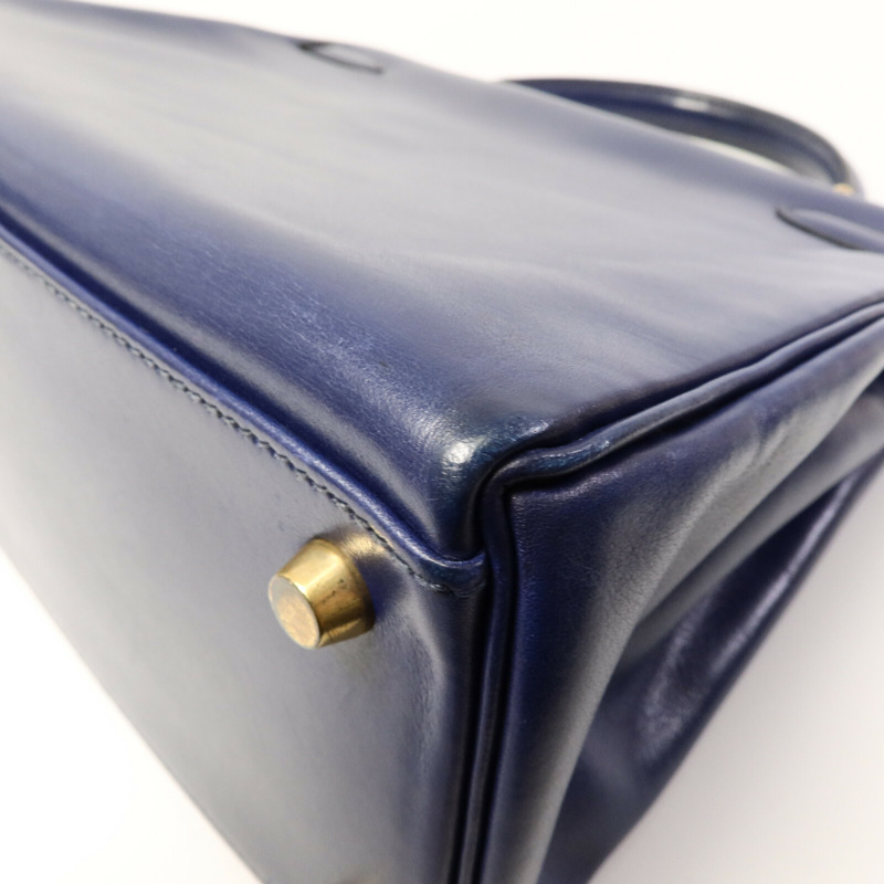 HERMES Box皮革Kelly 32手挽肩背兩用袋Blue-14