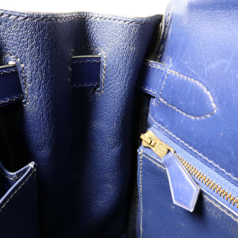 HERMES Box皮革Kelly 32手挽肩背兩用袋Blue-18