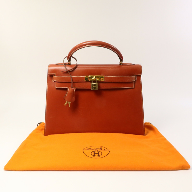 HERMES Box皮革Kelly 32手挽袋-10