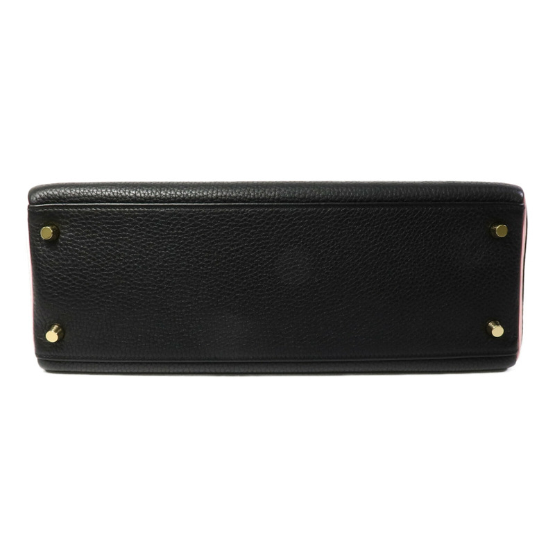 HERMES Togo皮革Kelly 32(Name mark)手挽肩背兩用袋Noir/Rose Sakura-3