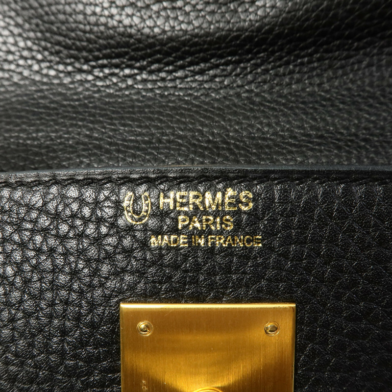 HERMES Togo皮革Kelly 32(Name mark)手挽肩背兩用袋Noir/Rose Sakura-5