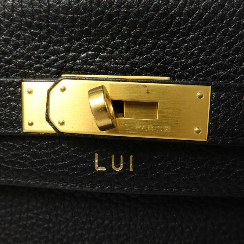 HERMES Togo皮革Kelly 32(Name mark)手挽肩背兩用袋Noir/Rose Sakura-7