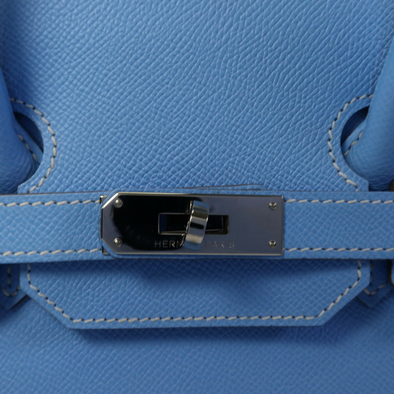 HERMES Epsom皮革Birkin 35手挽袋Celeste/Mykonos-7