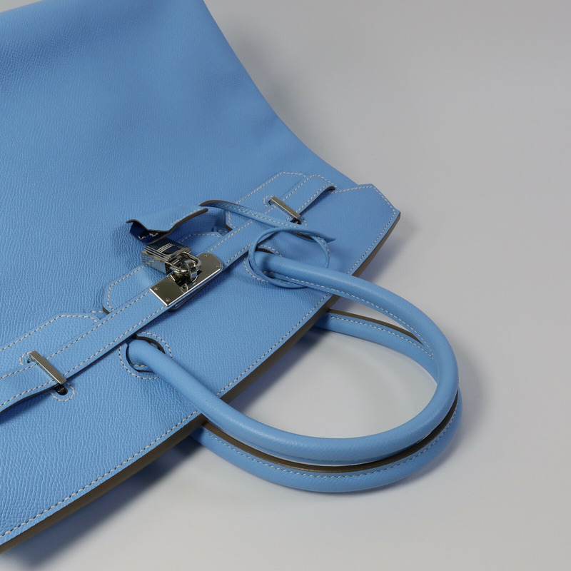 HERMES Epsom皮革Birkin 35手挽袋Celeste/Mykonos-9