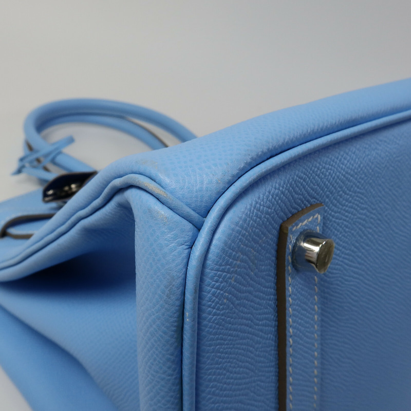 HERMES Epsom皮革Birkin 35手挽袋Celeste/Mykonos-11